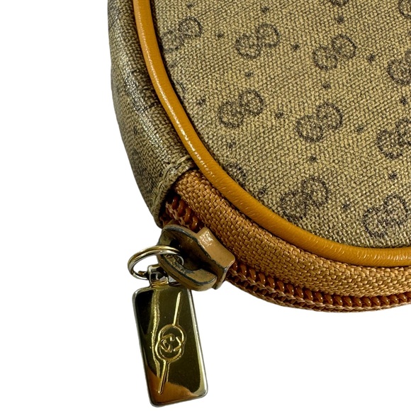 70's GUCCI Beige Canvas Micro Supreme GG Pattern Makeup Pouch Bag Authenticated - Picture 9 of 15